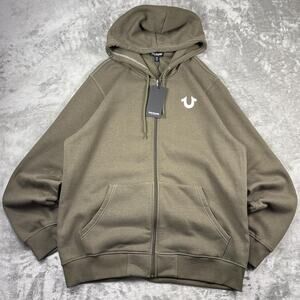 NWT True Religion Full Zip Hoodie Buddha Logo Olive Green 108407 Sweatshirt XL